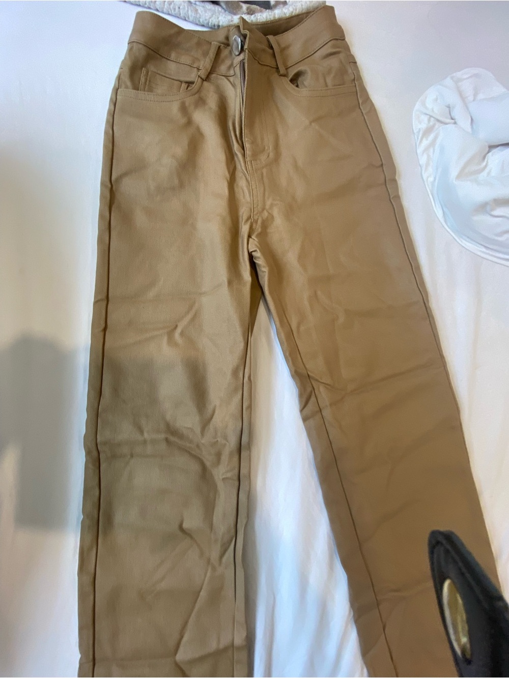 SHEIN Straight Leg Pants in Tan